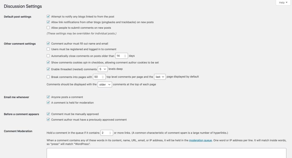 discussion setting screen